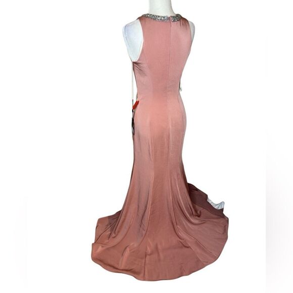 NWT IEENA for Mac Duggal Beaded Jeweled Crew Neck Sleeveless Sheath Gown… - Picture 6 of 15